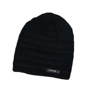 Moda adicionar interior de algodão malha cap homem inverno quente chapéu de 2017, novo toque Skullies Beanies 6 cores