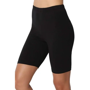 Mulher Sólido Shorts De Elástico Boxer, Calças Respiráveis Strecthy Força De Cintura Alta Pin Segura De Esportes Lazer Yoga Shorts