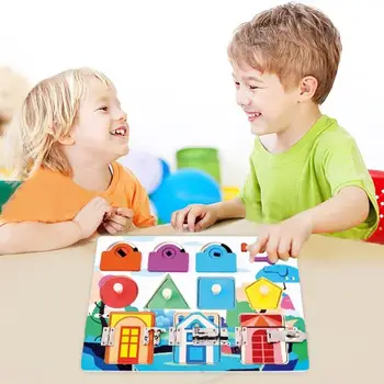 Madeira Montessori Brinquedos Ocupado Conselho Jogo, Baby, Para Crianças 1-3-5 Anos Bloqueios Trava De Aprendizagem De Crianças Atividades De Placas De Brinquedo De Presente