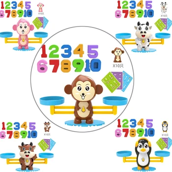Montessori Matemática Brinquedo Inteligente Macaco Escala De Equilíbrio De Crianças Brinquedo Digital Número De Jogo De Tabuleiro Educativo De Brinquedos De Aprendizagem De Material De Ensino