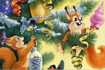 Esquilo na árvore de Natal de madeira puzzle de 1000 peças recordar-quebra-cabeça branca cartão de adultos para crianças, brinquedos educativos