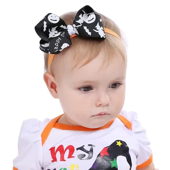 12pcs de Moda Bebê Meninas Halloween Faixas de Cabelo de Impressão Tiaras Bowknot Cruz Turbante Curativo Bandanas HairBands Acessórios de Cabelo