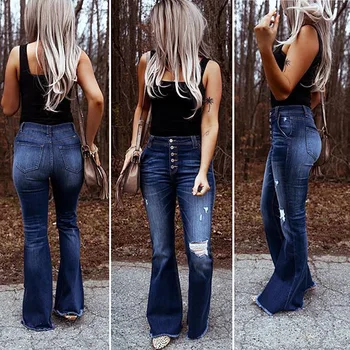 Cintura alta Elasticidade Skinny Jeans de Moda feminina Jeans Calças Bootcut Bell Fundos de Esticar Calças Mulheres de Calças Jeans
