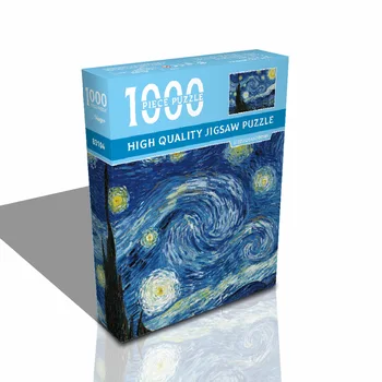 Novo Colorido Quebra-cabeça de 1000 Peças para Adultos Van Gogh Série Padrão de 12 Estilos de Papel de Quebra de 0,6 kg 700x500mm Fidget Brinquedos Itens de Atacado