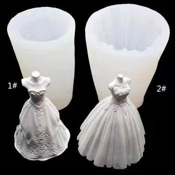 Vestido de noiva 2 geração de sabão vestido de noiva molde de silicone diy pudim de vela a decoração do carro de aromaterapia molde