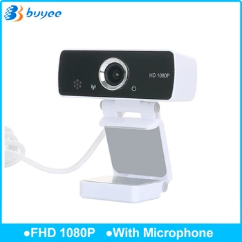 Buyee 1080P USB Câmera Webcam com Microfone de Ensino On-line com Transmissão ao Vivo da Conferência de Trabalho de Vídeo de Foco Manual da câmera Web