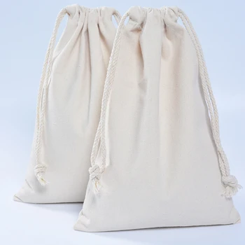 50pcs Artesanal Saco de Compras de Algodão de Saco de Drawstring Saco de Compras Reutilizável Homens Mulheres saco de Viagem de Armazenamento para Presente de Natal Bolsa