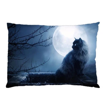 O Gato quente na Noite Fronha Gato Preto Travesseiro Capa Personalizada Retângulo de Impressão Cama Pillowcover Presentes Gatos Dois Lados de 20