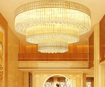 Americana Crystal Luzes de Teto do dispositivo elétrico do DIODO emissor de Ouro luzes de Teto Redondas Sala de estar, Iluminação Home Indoor 3 Cores Brancas Dimmable