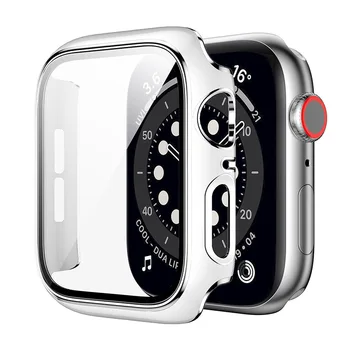 Case Para Apple Relógio 7 Protetor de Tela com 45mm de 41mm SE a Série 6 5 4 44mm 40mm Com Tampa de Vidro Temperado Para iWatch Acessórios