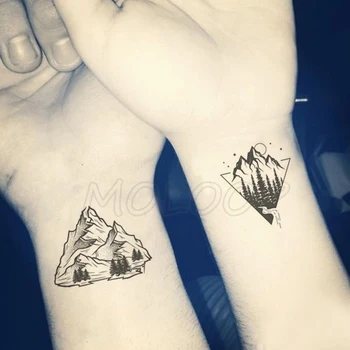 Etiqueta da floresta de montanha planeta sol e da lua crescente árvore de Transferência de Água Temporários Falso tatto flash tatoo para criança menina homens