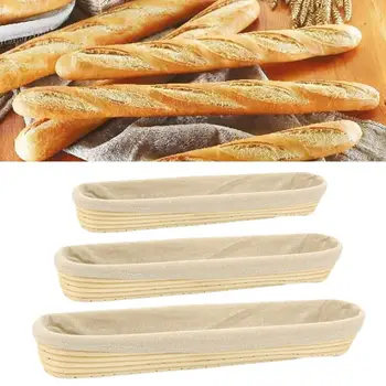 Baguete de Fermentação de Pão francês Massa de revisão de texto Cesta de Vime com Cobertura de Pano