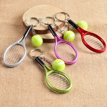 20PCS saco de Tênis Pingente plástico mini raquete de tênis de anel de chave Enfeites pequenos esporte chaveiro fãs lembranças chave da cadeia de presentes