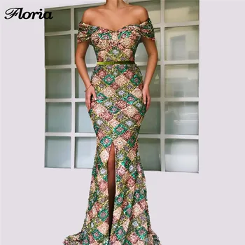 2019 Nova Chegada Formal Vestidos de Noite Aibye turco Sequins Prom Dress Abendkleider Manto de festa árabe Formal, Concurso de Vestidos de