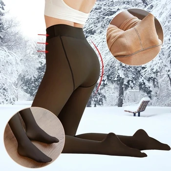 Novas Mulheres Sexy Legging Térmica De Inverno Senhoras Quentes De Lã Meia Calça De Inverno De Cintura Alta Meias Falso Translúcido Termo De Meia-Calça