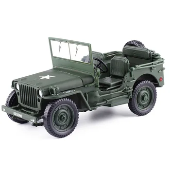 Ofertas Top 1:18 Modelo Antigo da segunda Guerra Mundial Willys Veículos Liga de Carro de Modelo Para as Crianças Brinquedos Presentes