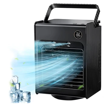 Ar condicionado portátil Ventilador, Ar Pessoal Cooler Ventilador de Mesa Mini Fan Cooler Com Alça, 120Degree Auto de Oscilação