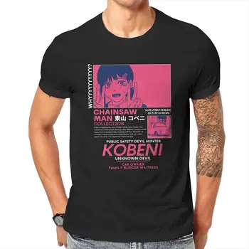 Kobeni Streetwear T-Shirts Homens de Puro Algodão T-Shirts de Gola Redonda Motosserra Homem Anime T-Shirt de Manga Curta Tops de Verão