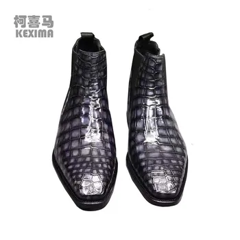 yingshang de chegada dos homens botas de crocodilo macho botas homens sapatos de crocodilo cor da escova de casamento sapatos masculinos botas de negócios de moda
