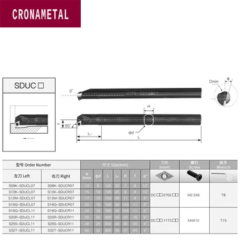 CRONAMETAL Barra de Mandrilar S10K/16Q/25S-SDUCR11/07 Torno CNC suporte de Ferramenta Interno de Ferramenta para Torneamento