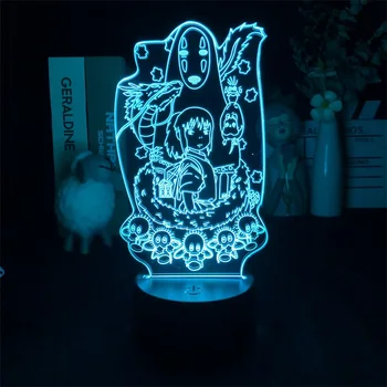 Nenhum Rosto de Homem Anime Spirited Away 3D Noite de Luz da Decoração do Quarto a Luz de Bonito de Natal de Presente de Aniversário LED Mangá Lâmpada Garoto Lindo Presente