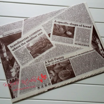 Frete grátis jornal inglês comestível pacote de óleo de papel de embalagem de papel prato decoração de suprimentos