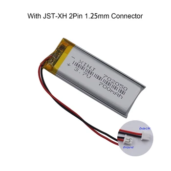 3,7 V 700 mAh 2.59 Wh Polímero LiPo Bateria de Li TJS 2pinos 1,25 mm Conector 702050 Para a Câmera do Carro Gravador de Condução Mp4 MP5 GPS Sat Nav