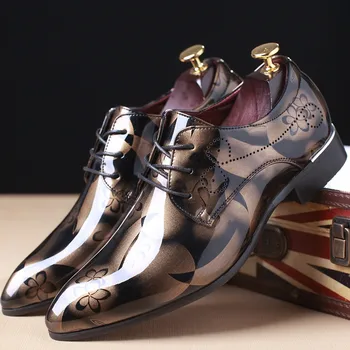 Homens Sapatos Padrão Floral Homens Formal Sapatos De Couro De Luxo De Moda Noivo De Casamento Sapatos De Homens De Oxford, Sapatos De Vestido