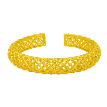Oca Bangle Cuff Mulheres Pulseira De Ouro Amarelo Cheia De Clássicos De Aniversário, Presente Do Valentim