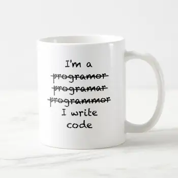 Engraçado Errado eu sou um Programmar Escrever Código Caneca de Café Xícara de Chá de Novidade Errada a Ortografia Programmar Geek Presentes Nerd Humor Computador 11oz