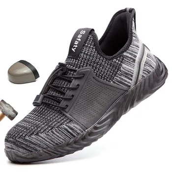 Novos Sapatos de Trabalho Respirável de Aço do Dedo do pé Homens Sapatos de Segurança ao ar livre Anti-Derrapante de Aço Anti Punção Construção Botas Sapatos de Trabalho Masculina