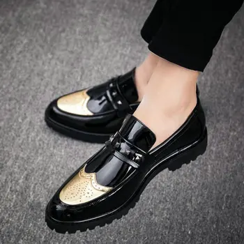Marca de luxo de Couro Concisa Homens Oxfords Condução de Casamento Formal Básica Sapatos de Homens de Vestido de Negócio Pontudo e Sapatos Pretos LH-77